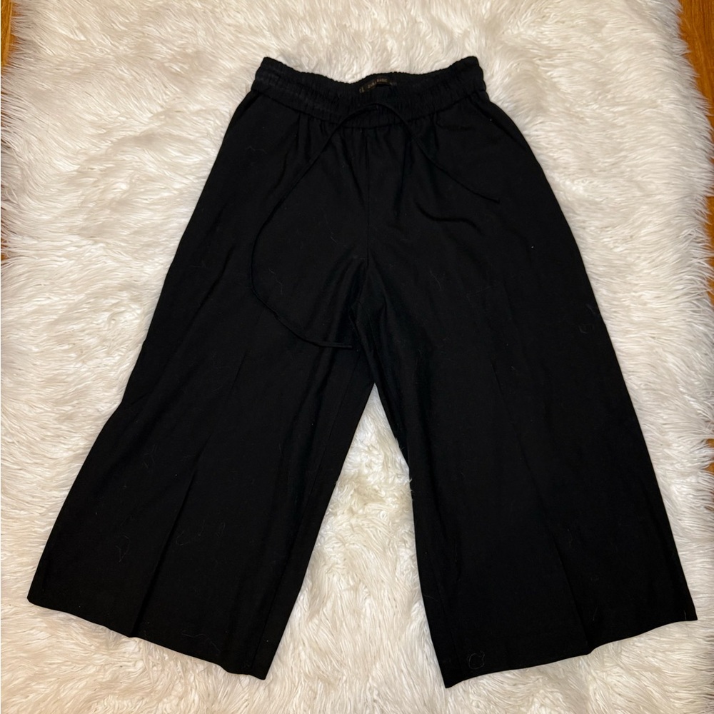 Zara Black Cropped Wide Leg Pants